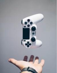 white controller above hand