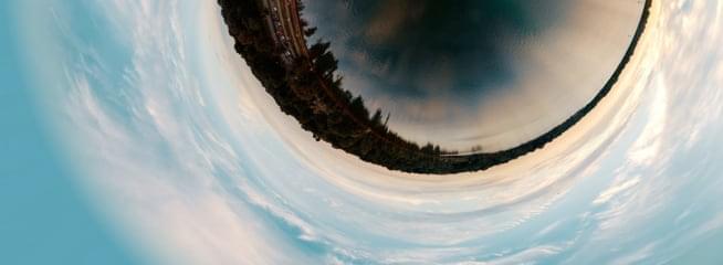 city skyline in the form of a fisheye