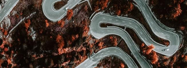 bird's eye view of winding roads